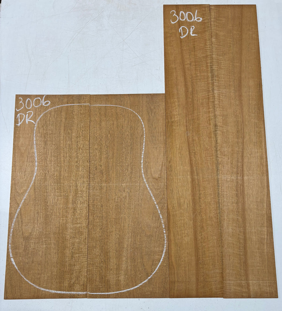 Curly Flame Honduran Mahogany Dreadnought Guitar Back & Side Set #3006