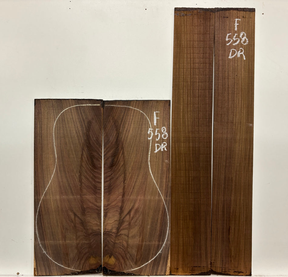Figured Indian Rosewood Dreadnought Guitar Back & Side Set #558