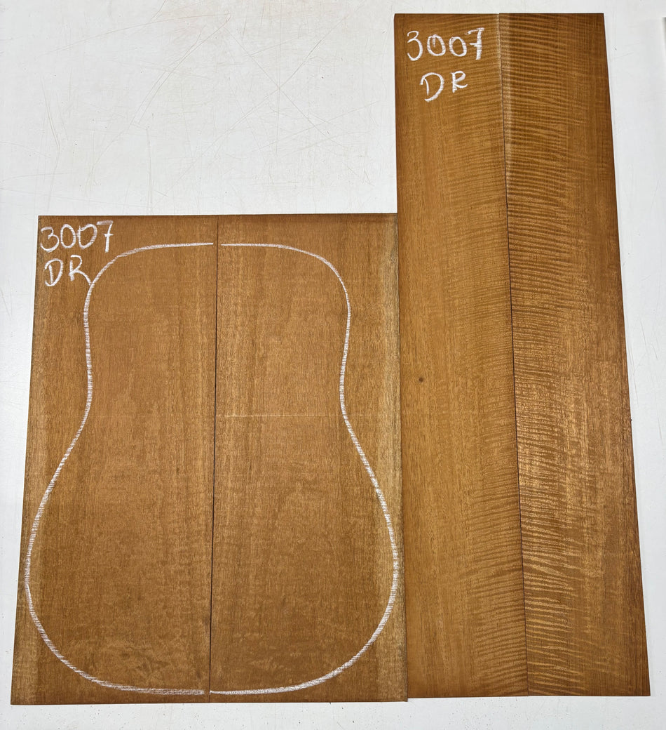 Curly Flame Honduran Mahogany Dreadnought Guitar Back & Side Set #3007