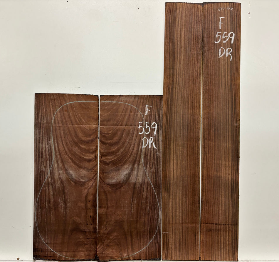 Figured Indian Rosewood Dreadnought Guitar Back & Side Set #559
