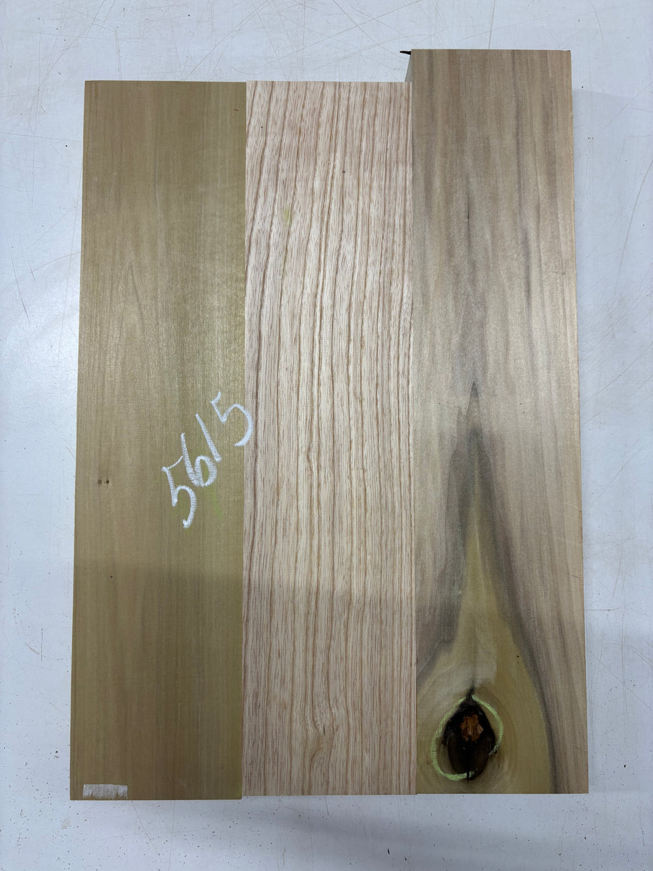 3 Piece, 2 Species Poplar + White Ash Body Blank 21"x14-7/8"x1-3/4"  #5615