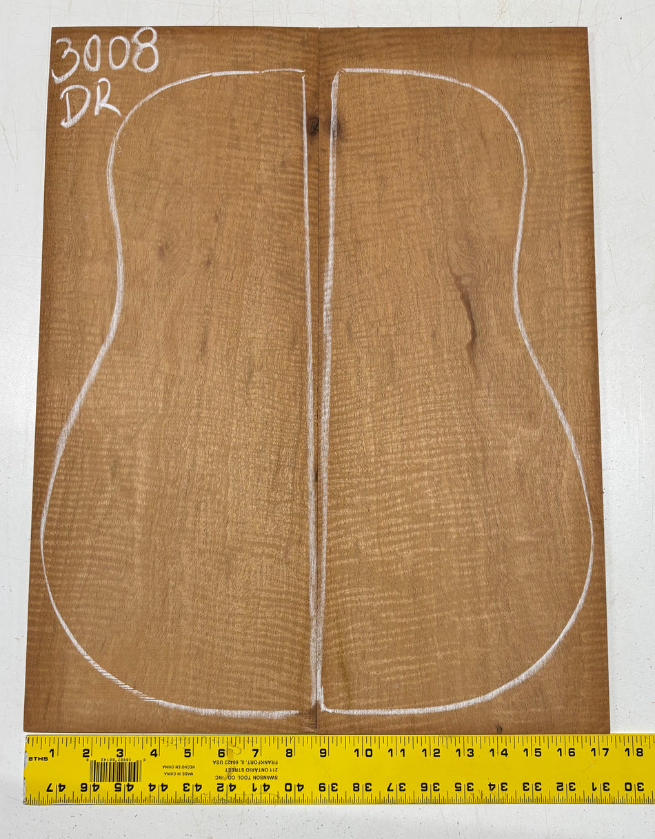 Curly Flame Honduran Mahogany Dreadnought Guitar Back & Side Set #3008