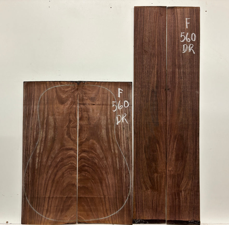 Figured Indian Rosewood Dreadnought Guitar Back & Side Set #560