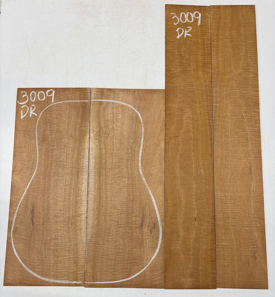 Curly Flame Honduran Mahogany Dreadnought Guitar Back & Side Set #3009