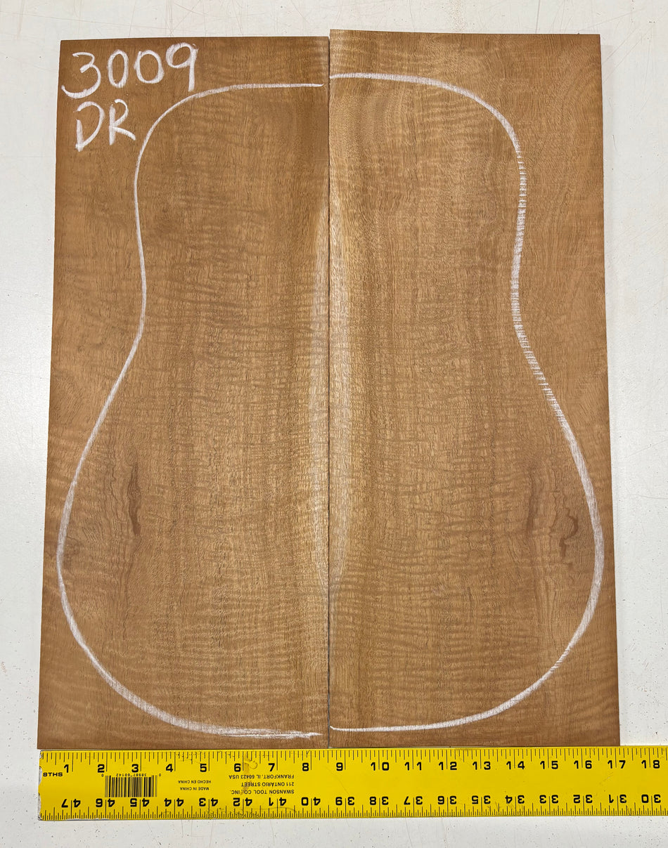 Curly Flame Honduran Mahogany Dreadnought Guitar Back & Side Set #3009