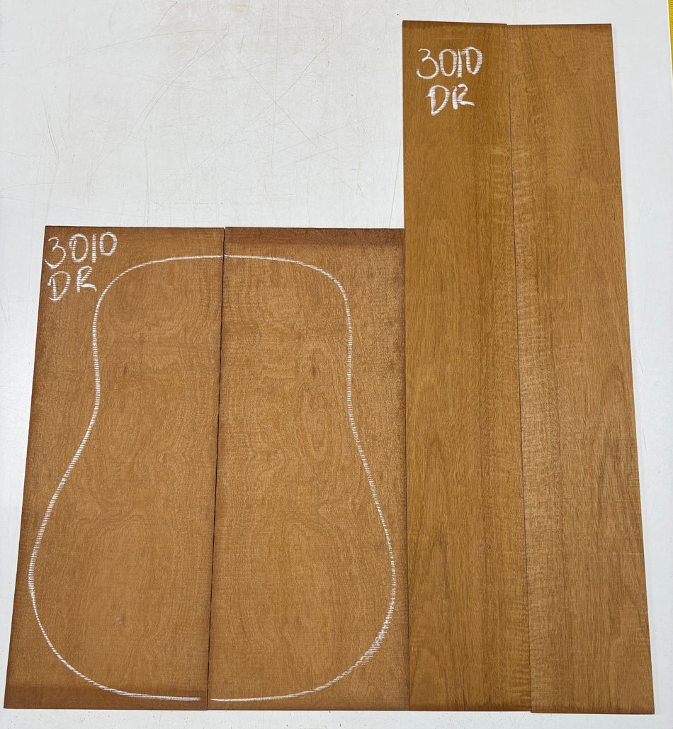 Curly Flame Honduran Mahogany Dreadnought Guitar Back & Side Set #3010