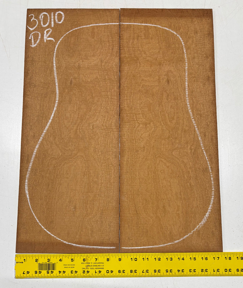 Curly Flame Honduran Mahogany Dreadnought Guitar Back & Side Set #3010