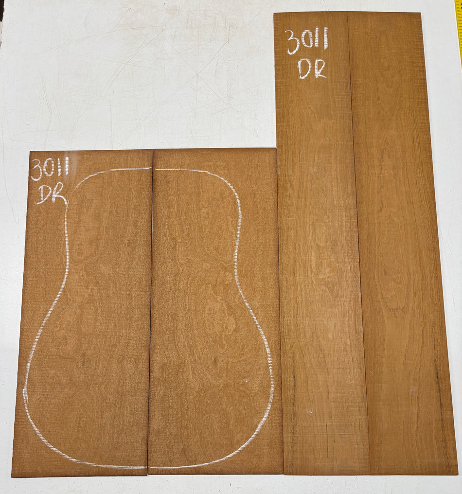 Curly Flame Honduran Mahogany Dreadnought Guitar Back & Side Set #3011