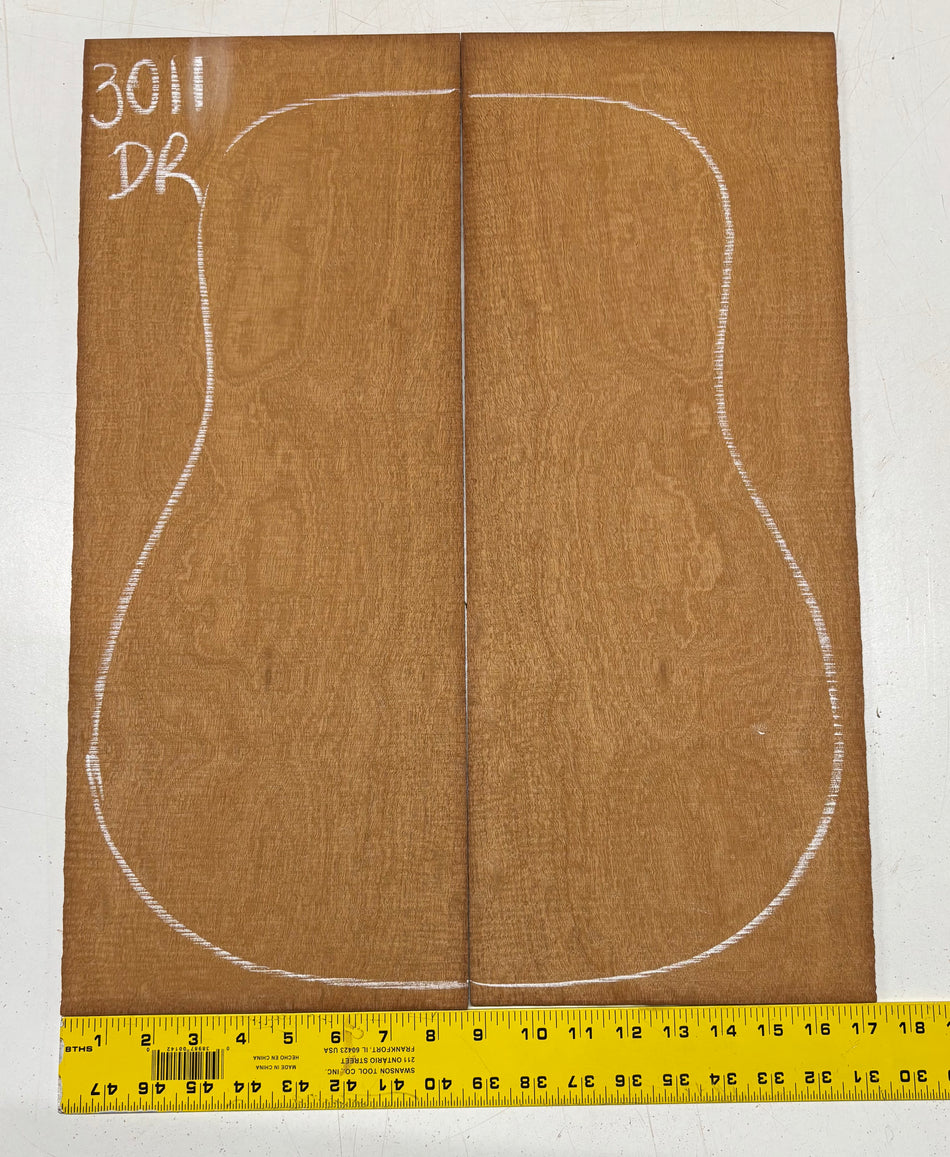 Curly Flame Honduran Mahogany Dreadnought Guitar Back & Side Set #3011