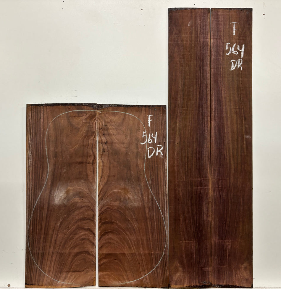 Figured Indian Rosewood Dreadnought Guitar Back & Side Set #564