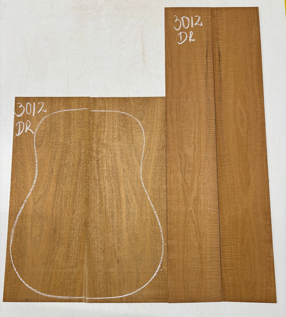 Curly Flame Honduran Mahogany Dreadnought Guitar Back & Side Set #3012