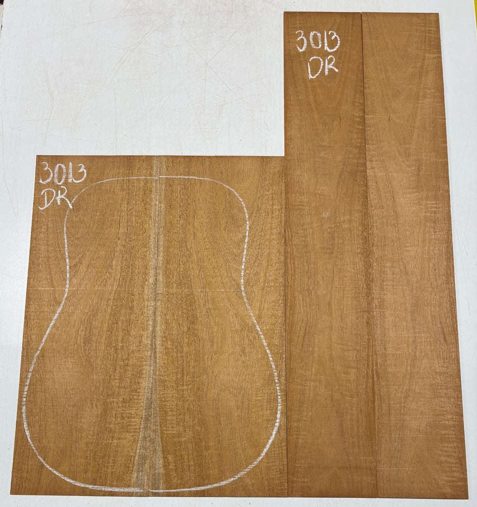 Curly Flame Honduran Mahogany Dreadnought Guitar Back & Side Set #3013