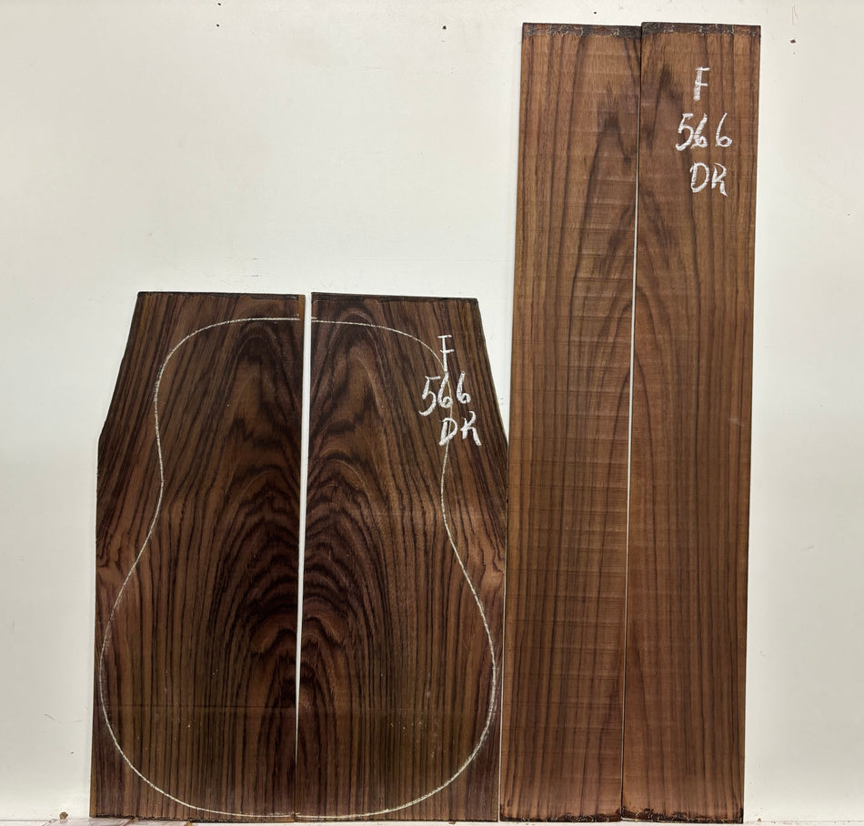 Figured Indian Rosewood Dreadnought Guitar Back & Side Set #566