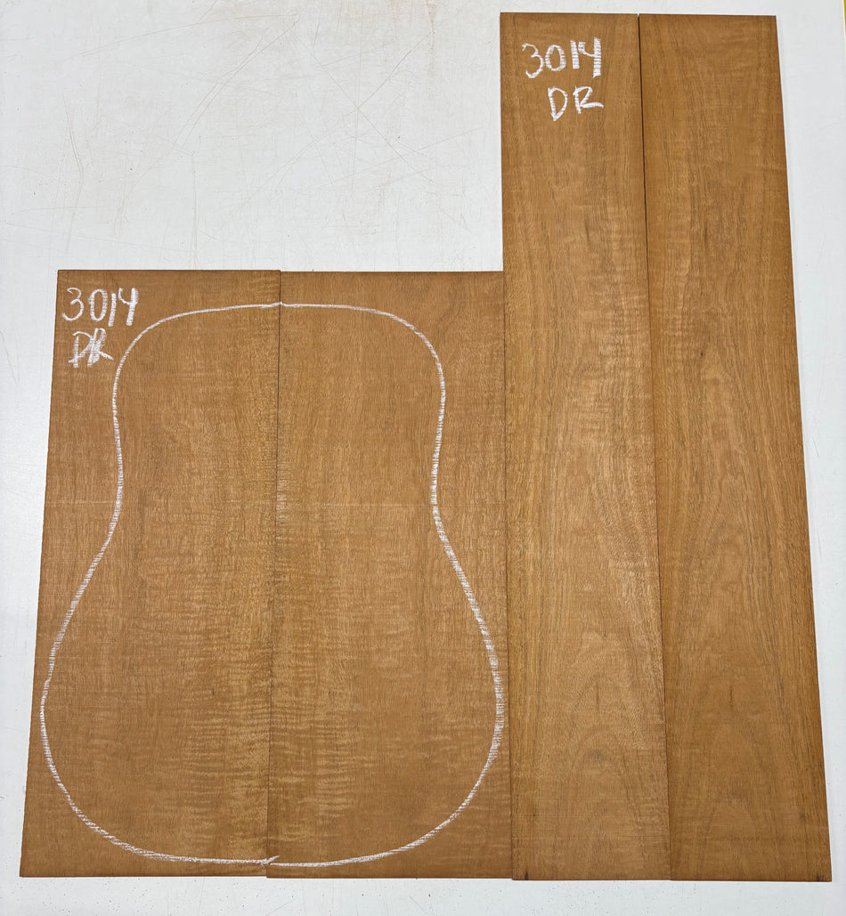 Curly Flame Honduran Mahogany Dreadnought Guitar Back & Side Set #3014