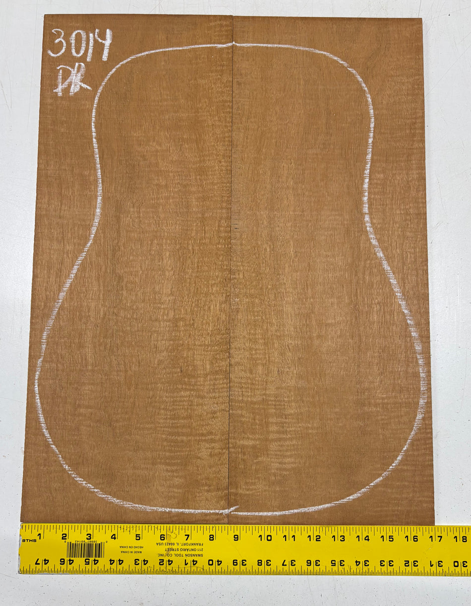 Curly Flame Honduran Mahogany Dreadnought Guitar Back & Side Set #3014