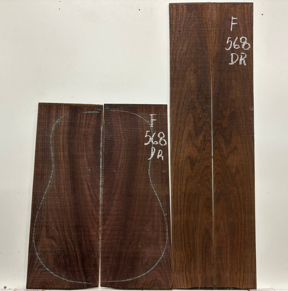 Figured Indian Rosewood Dreadnought Guitar Back & Side Set #568