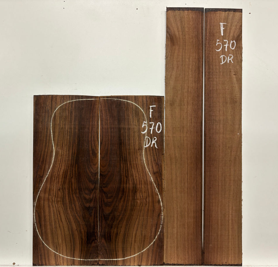 Figured Indian Rosewood Dreadnought Guitar Back & Side Set #570