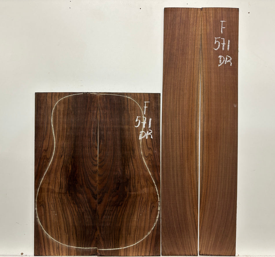 Figured Indian Rosewood Dreadnought Guitar Back & Side Set #571