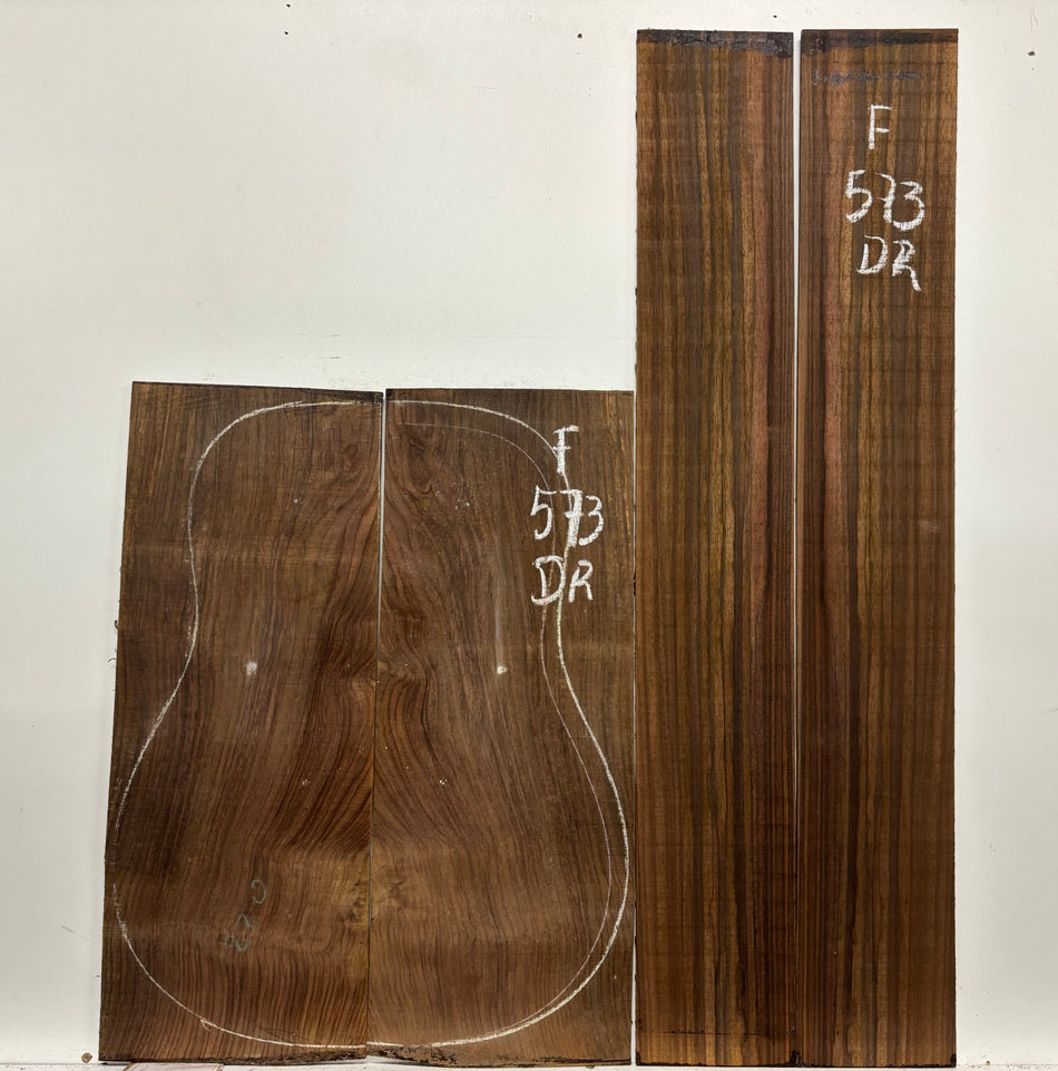 Figured Indian Rosewood Dreadnought Guitar Back & Side Set #573
