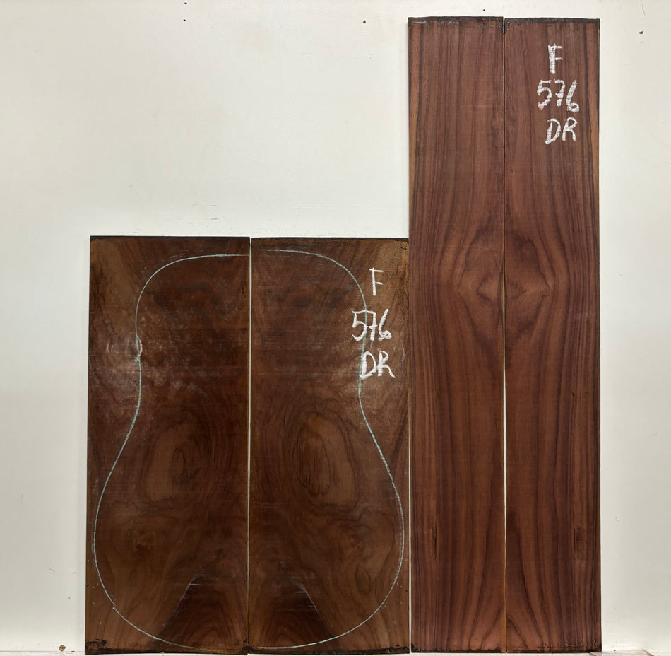 Figured Indian Rosewood Dreadnought Guitar Back & Side Set #576