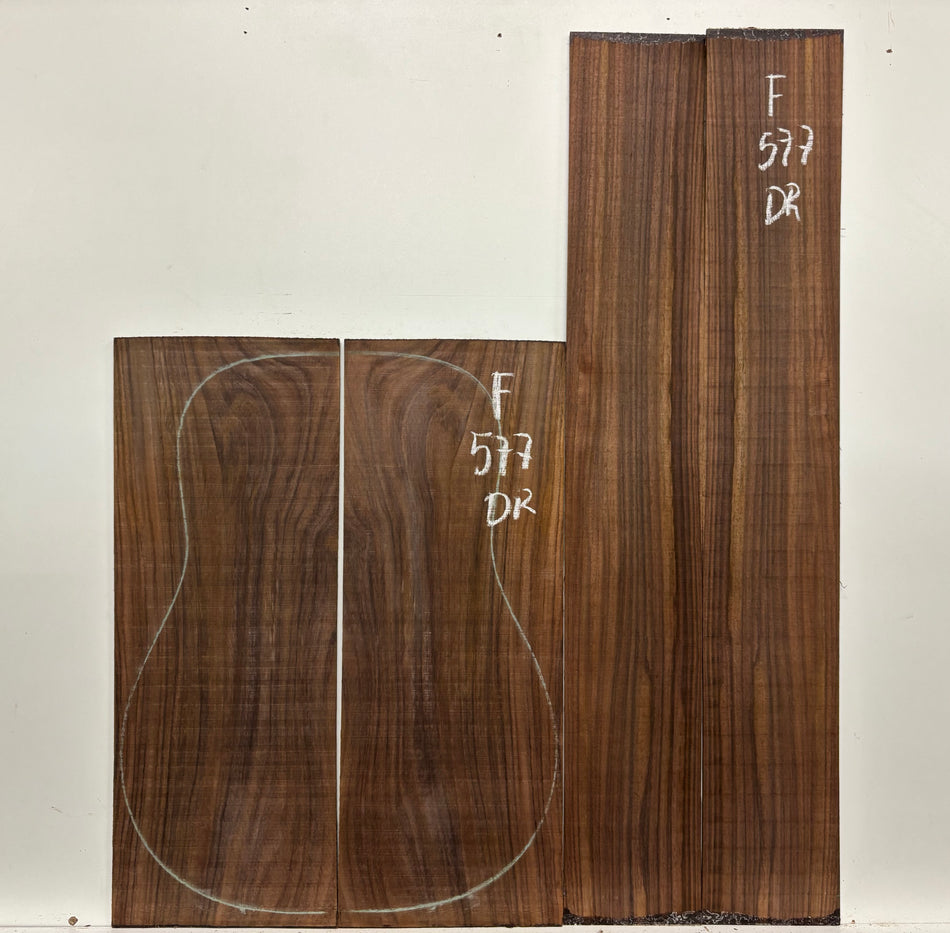 Figured Indian Rosewood Dreadnought Guitar Back & Side Set #577