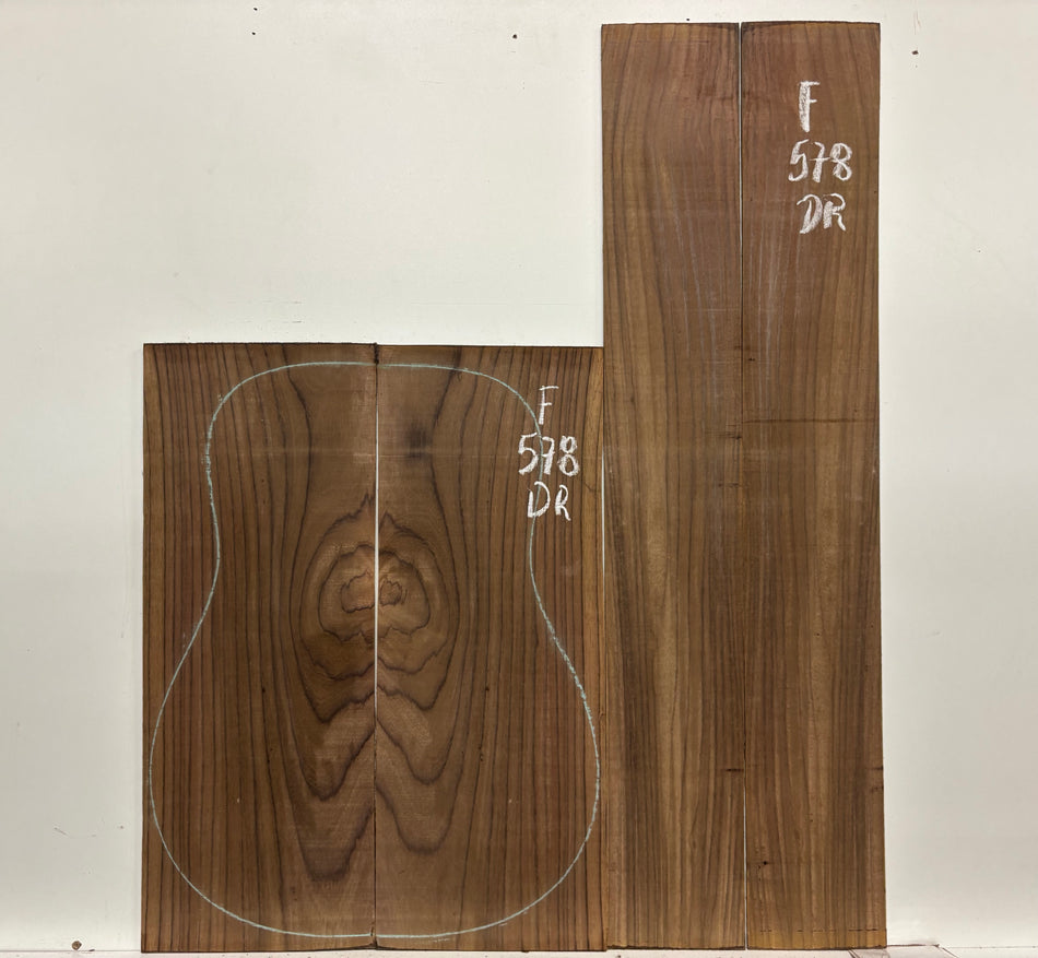 Figured Indian Rosewood Dreadnought Guitar Back & Side Set #578