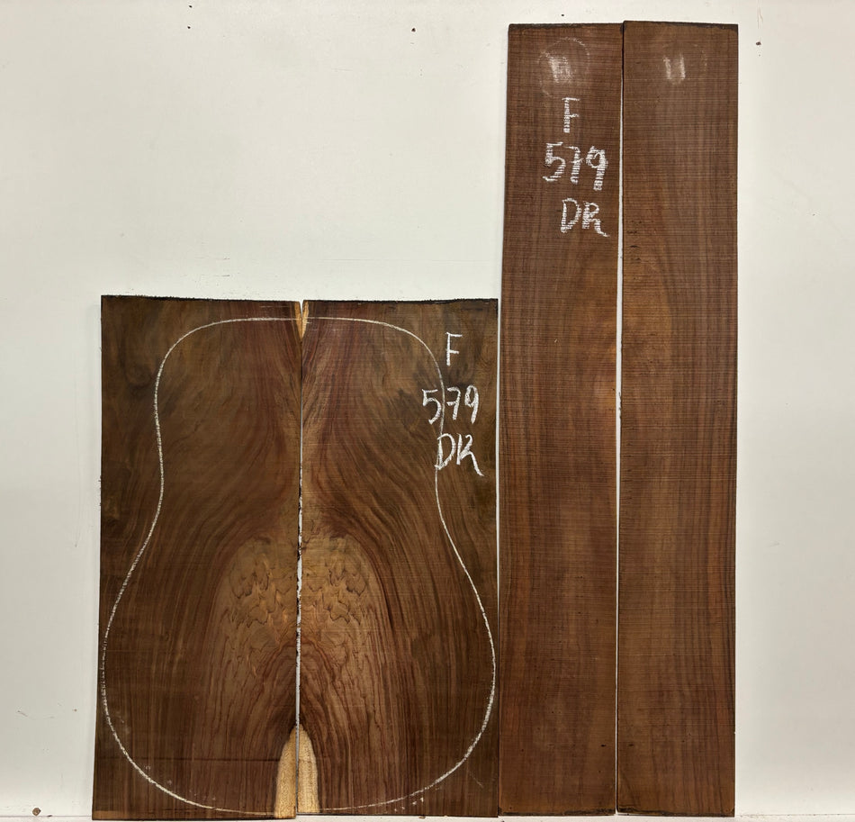 Figured Indian Rosewood Dreadnought Guitar Back & Side Set #579