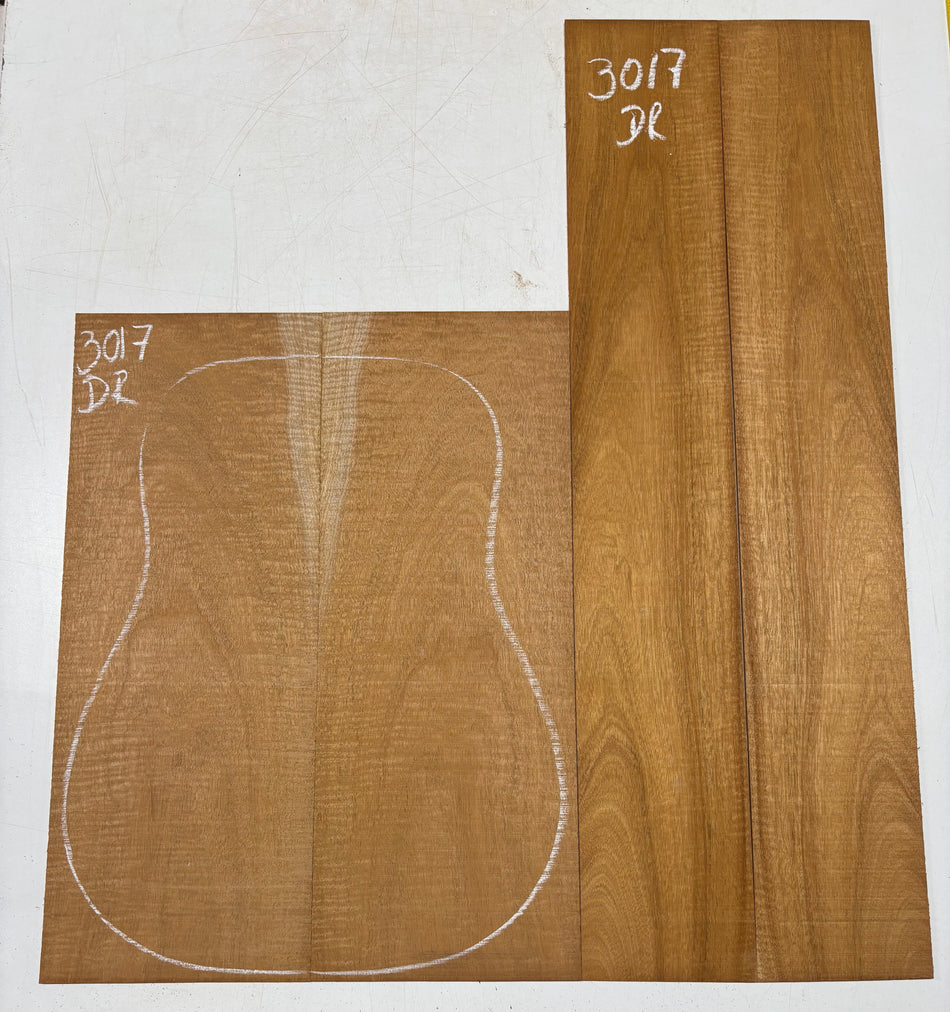 Curly Flame Honduran Mahogany Dreadnought Guitar Back & Side Set #3017