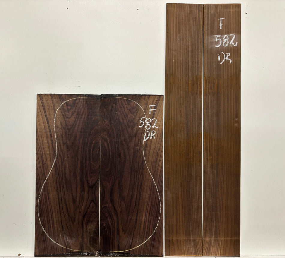 Figured Indian Rosewood Dreadnought Guitar Back & Side Set #582