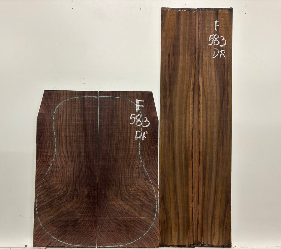 Figured Indian Rosewood Dreadnought Guitar Back & Side Set #583