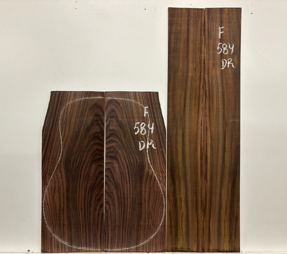 Figured Indian Rosewood Dreadnought Guitar Back & Side Set #584