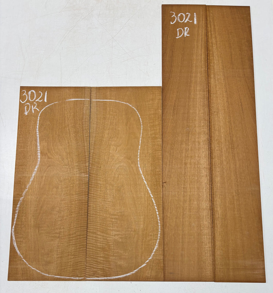 Curly Flame Honduran Mahogany Dreadnought Guitar Back & Side Set #3021