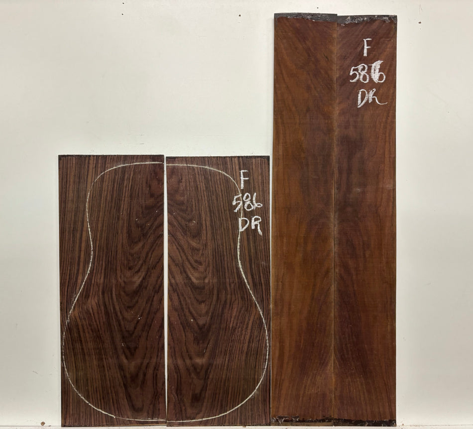 Figured Indian Rosewood Dreadnought Guitar Back & Side Set #586