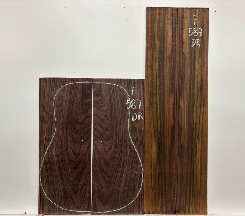 Figured Indian Rosewood Dreadnought Guitar Back & Side Set #587