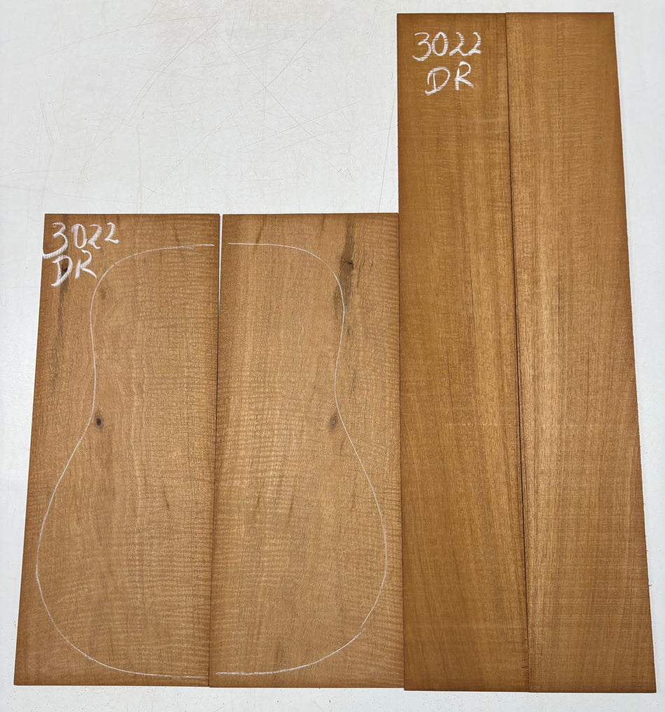 Curly Flame Honduran Mahogany Dreadnought Guitar Back & Side Set #3022