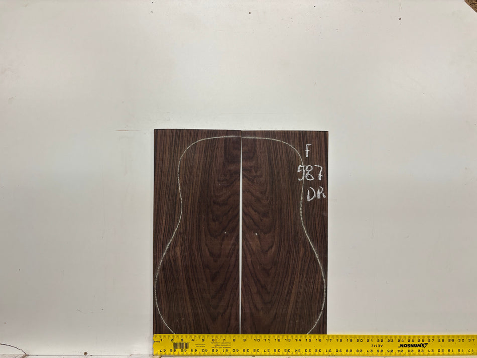 Figured Indian Rosewood Dreadnought Guitar Back & Side Set #587