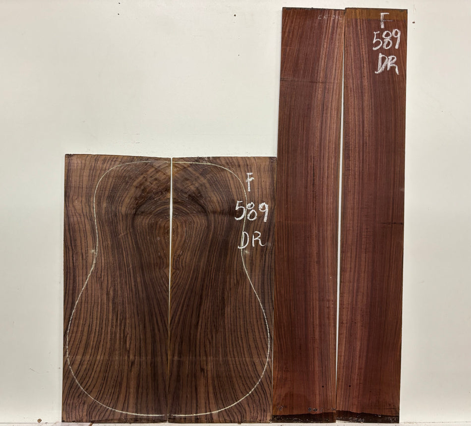 Figured Indian Rosewood Dreadnought Guitar Back & Side Set #589