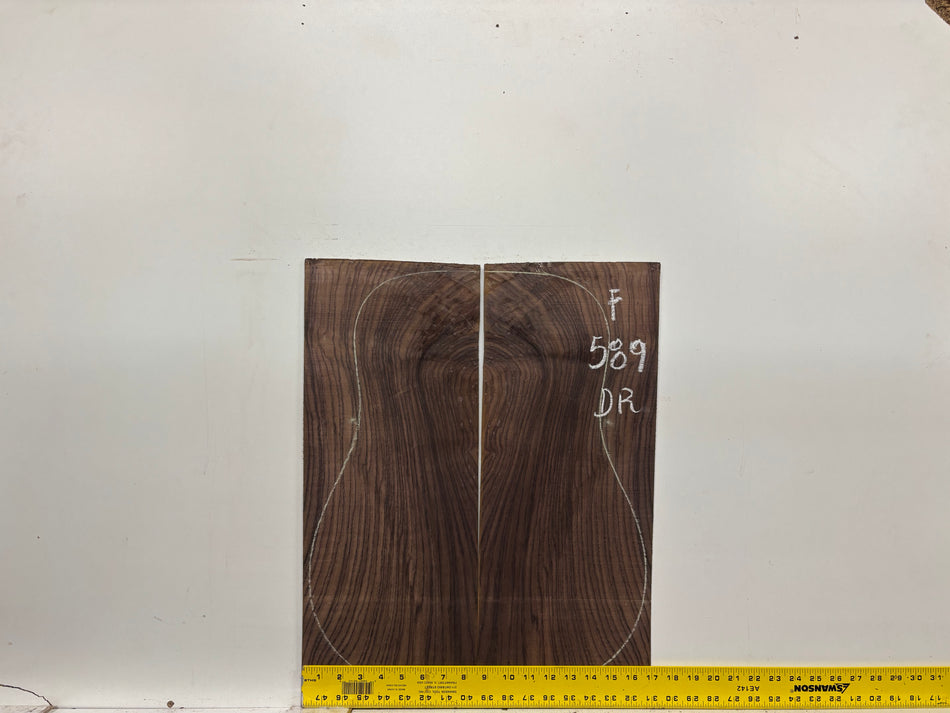 Figured Indian Rosewood Dreadnought Guitar Back & Side Set #589