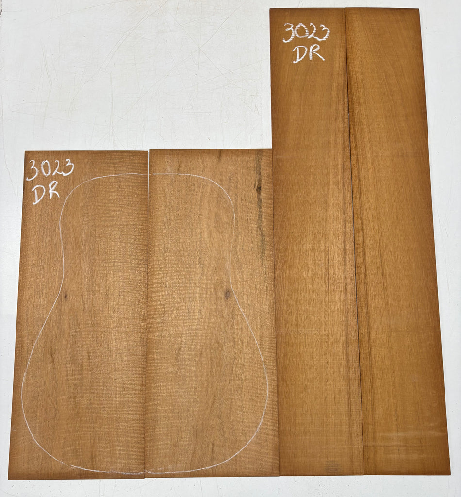 Curly Flame Honduran Mahogany Dreadnought Guitar Back & Side Set #3023