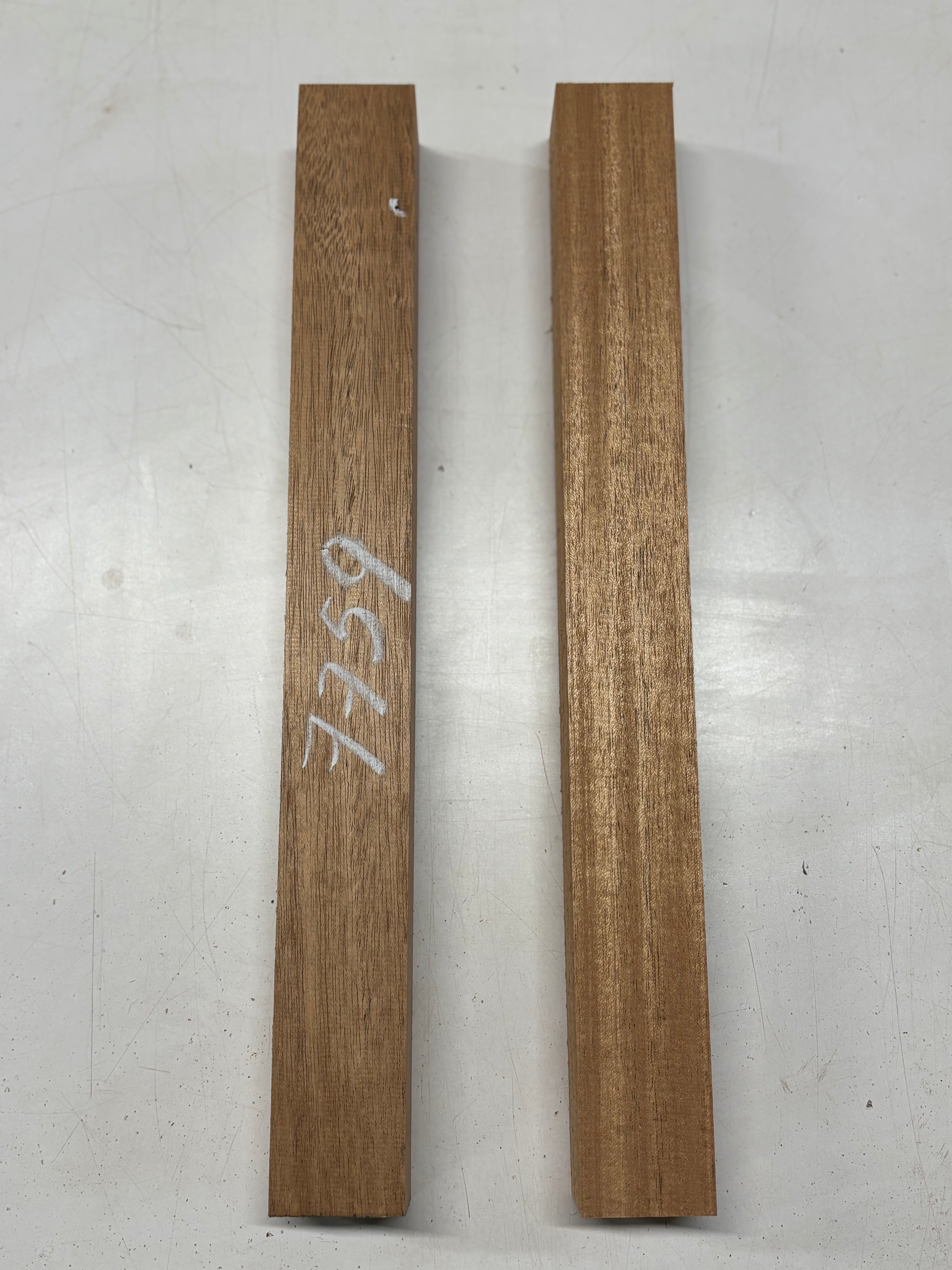 2 Pack, African Mahogany Turning Wood Blanks 18-3/4"x2"x2"#7759 - Exotic Wood Zone