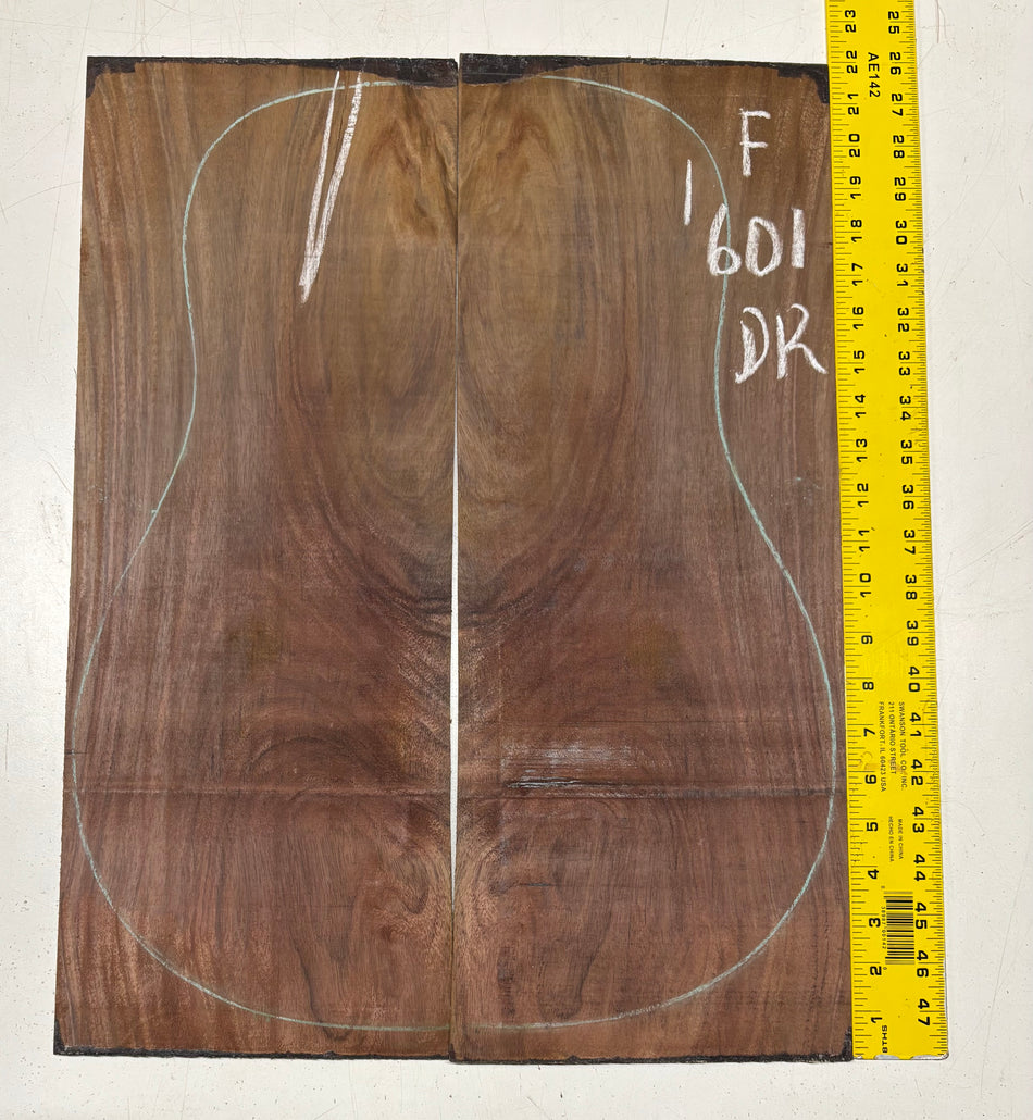 Figured Indian Rosewood Dreadnought Guitar Back Set (22" x 8-1/4" x 3/16")- Seconds #601