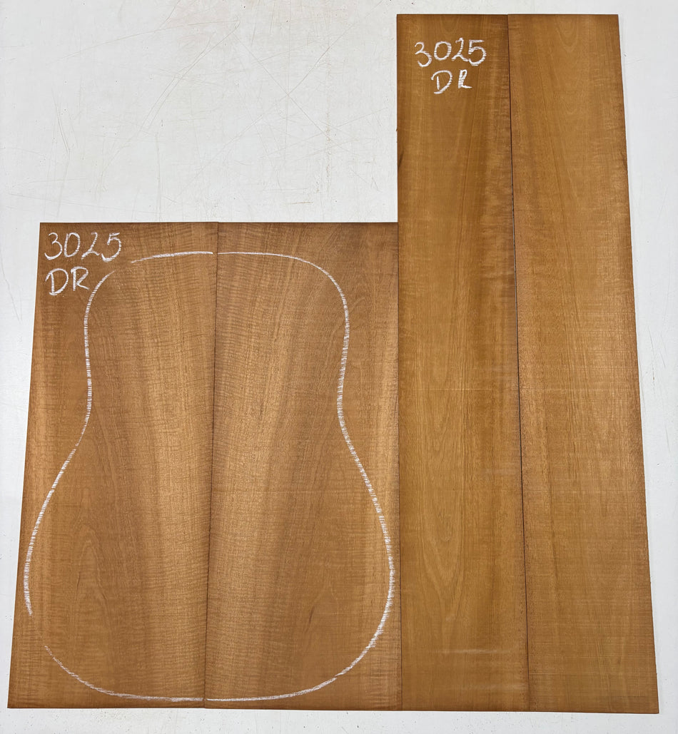Curly Flame Honduran Mahogany Dreadnought Guitar Back & Side Set #3025