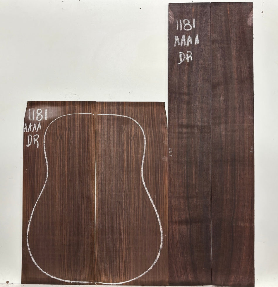 East Indian Rosewood Dreadnought AAAA Grade Guitar Back & Side Set #1181 - Exotic Wood Zone