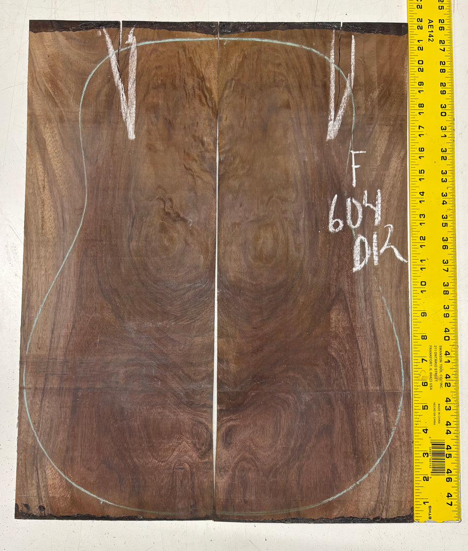Figured Indian Rosewood Dreadnought Guitar Back Set (22" x 8-1/4" x 3/16")- Seconds #604