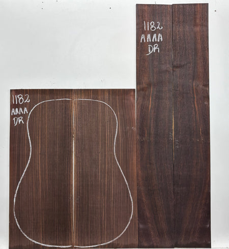 East Indian Rosewood Dreadnought AAAA Grade Guitar Back & Side Set #1182 - Exotic Wood Zone