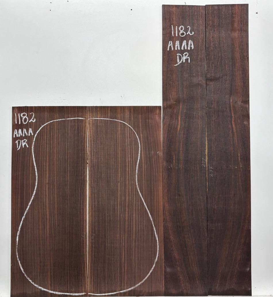 East Indian Rosewood Dreadnought AAAA Grade Guitar Back & Side Set #1182 - Exotic Wood Zone