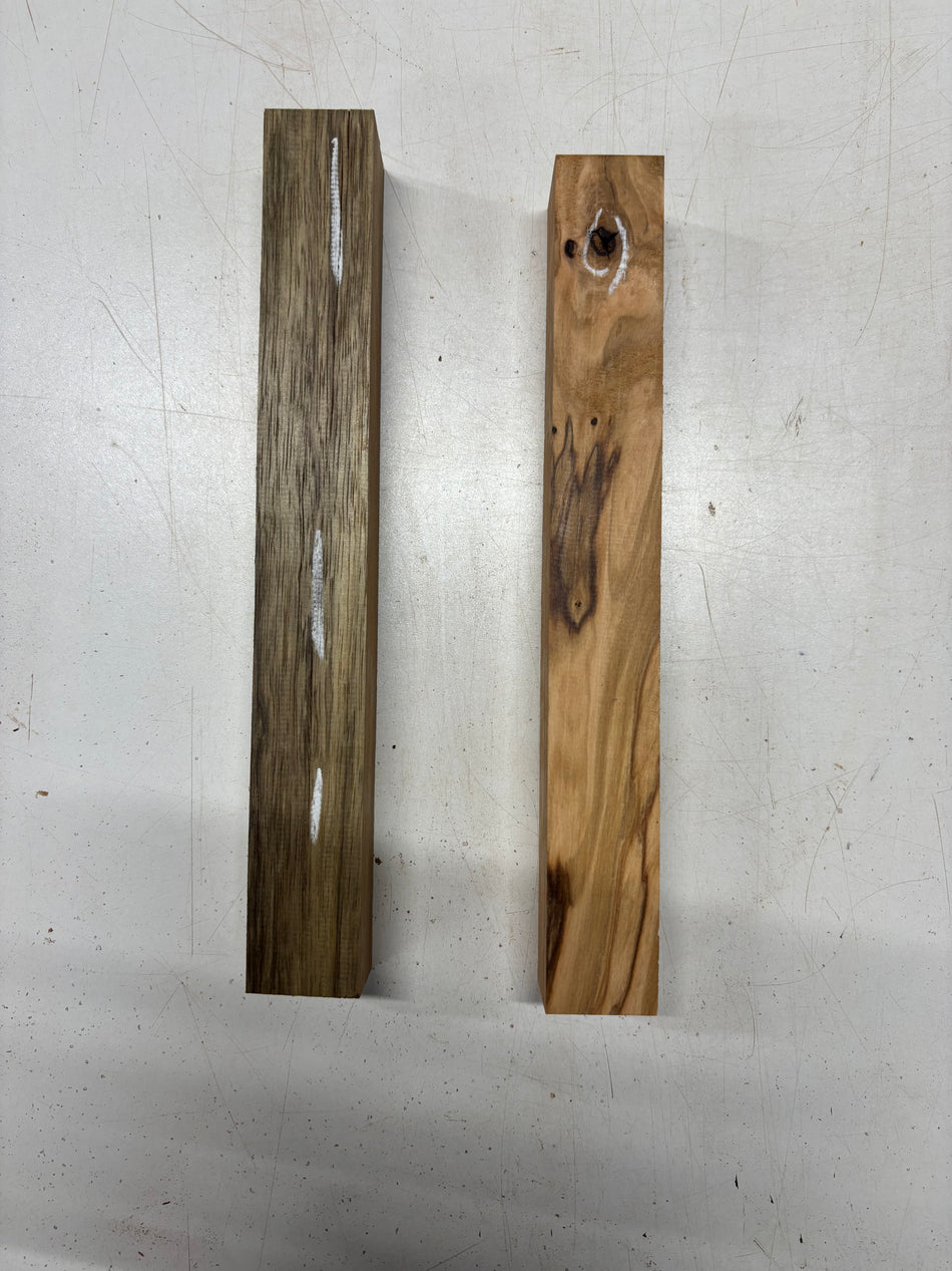 2 Pack, 2 Species Black Limba + Olivewood Turning Wood Blanks 11-3/4"x1-1/2"x1-1/2"#5673