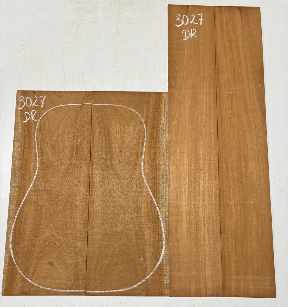 Curly Flame Honduran Mahogany Dreadnought Guitar Back & Side Set #3027