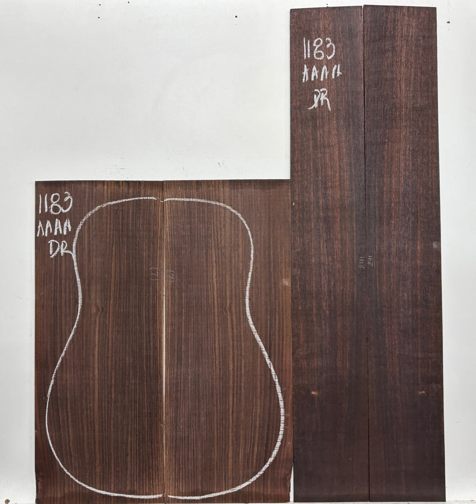East Indian Rosewood Dreadnought AAAA Grade Guitar Back & Side Set #1183 - Exotic Wood Zone
