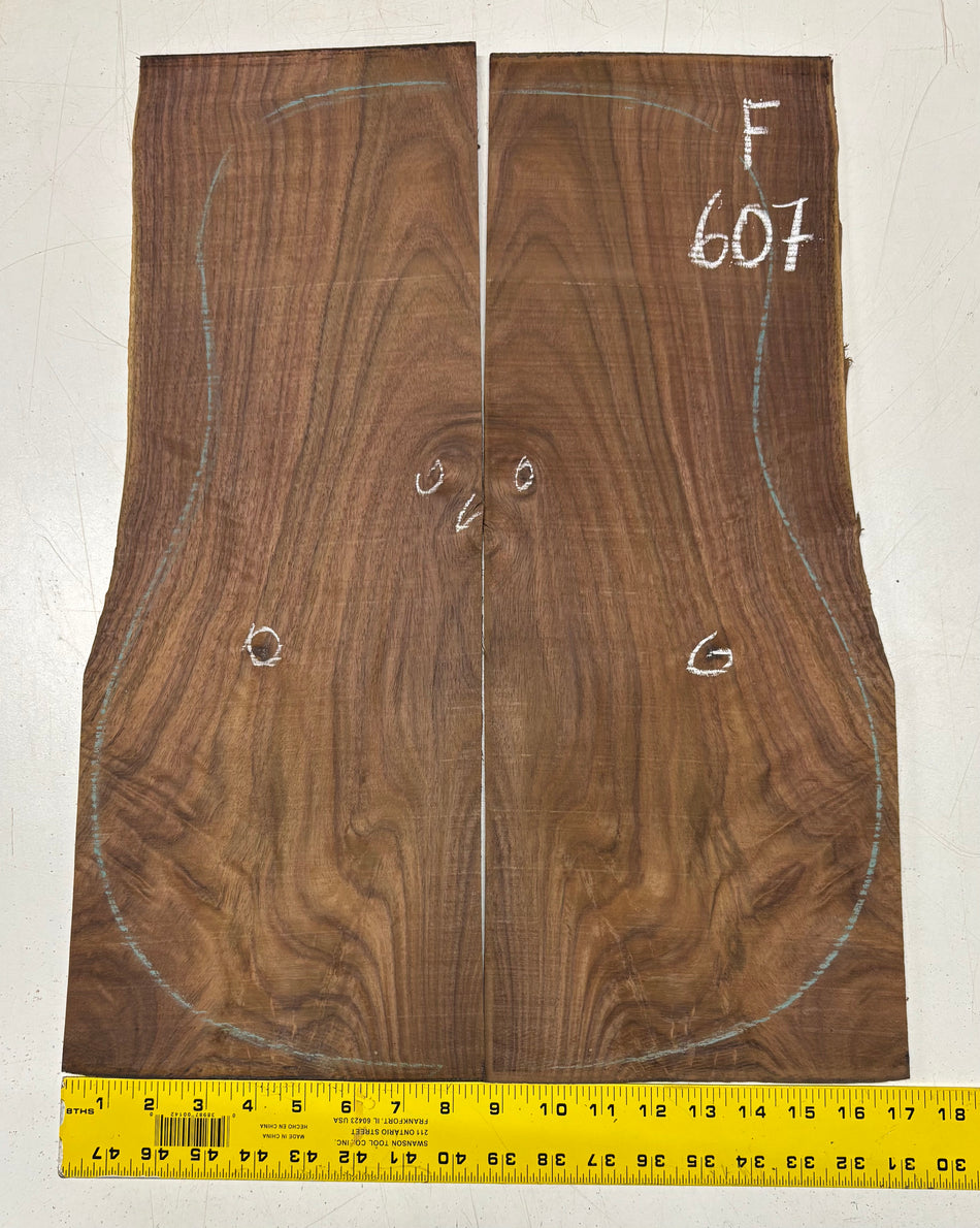 Figured Indian Rosewood Dreadnought Guitar Back Set (22" x 8-1/4" x 3/16")- Seconds #607